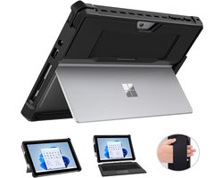 Daity Eén alles-in-één beschermhoes voor Microsoft Surface Go 1/2/3/4, met penhouder en polsbandje, compatibel met de Type Cover toetsenbordhoes (zwart).