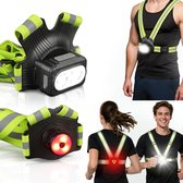 Gilet de course à pied Disciplined avec éclairage LED – lampes de course néon pour dames et messieurs – gilet de course USB-C rechargeable – éclairage de course avec bande réfléchissante – lampe de marche éclairage de course