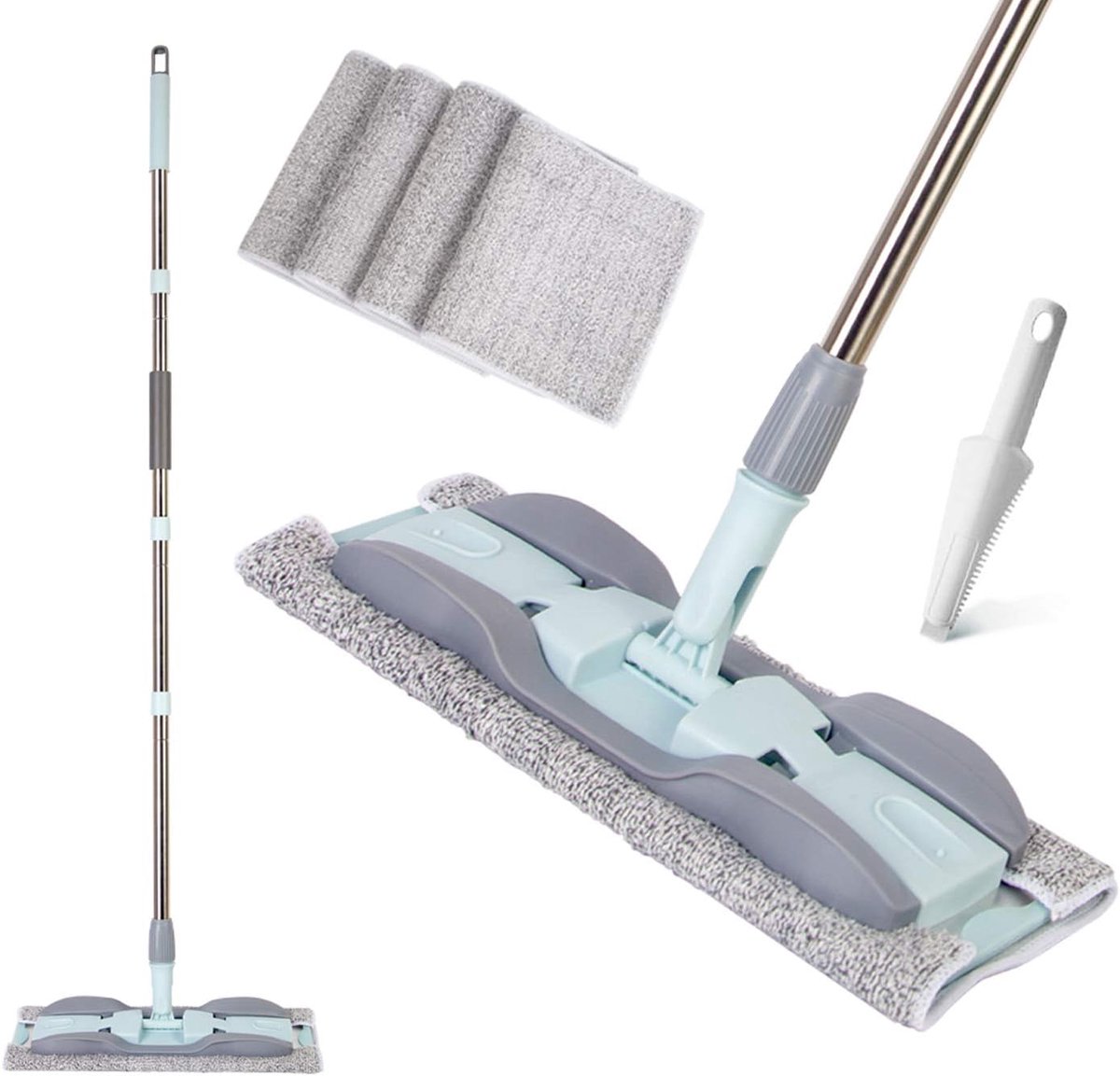 15 Inch Microfiber Dweil voor Houten Vloeren met 4 Wasbare Pads en Verstelbaar Handvat