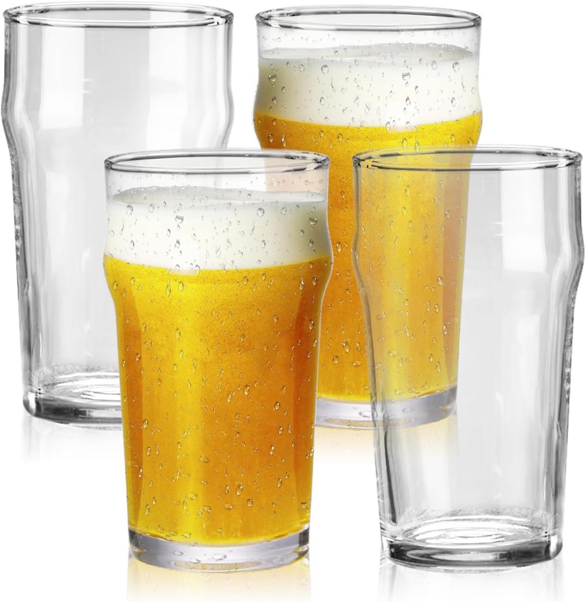 Set van 4 Stapelbare Bierglazen - Grote Pintglazen voor Pils en Ambachtelijk Bier