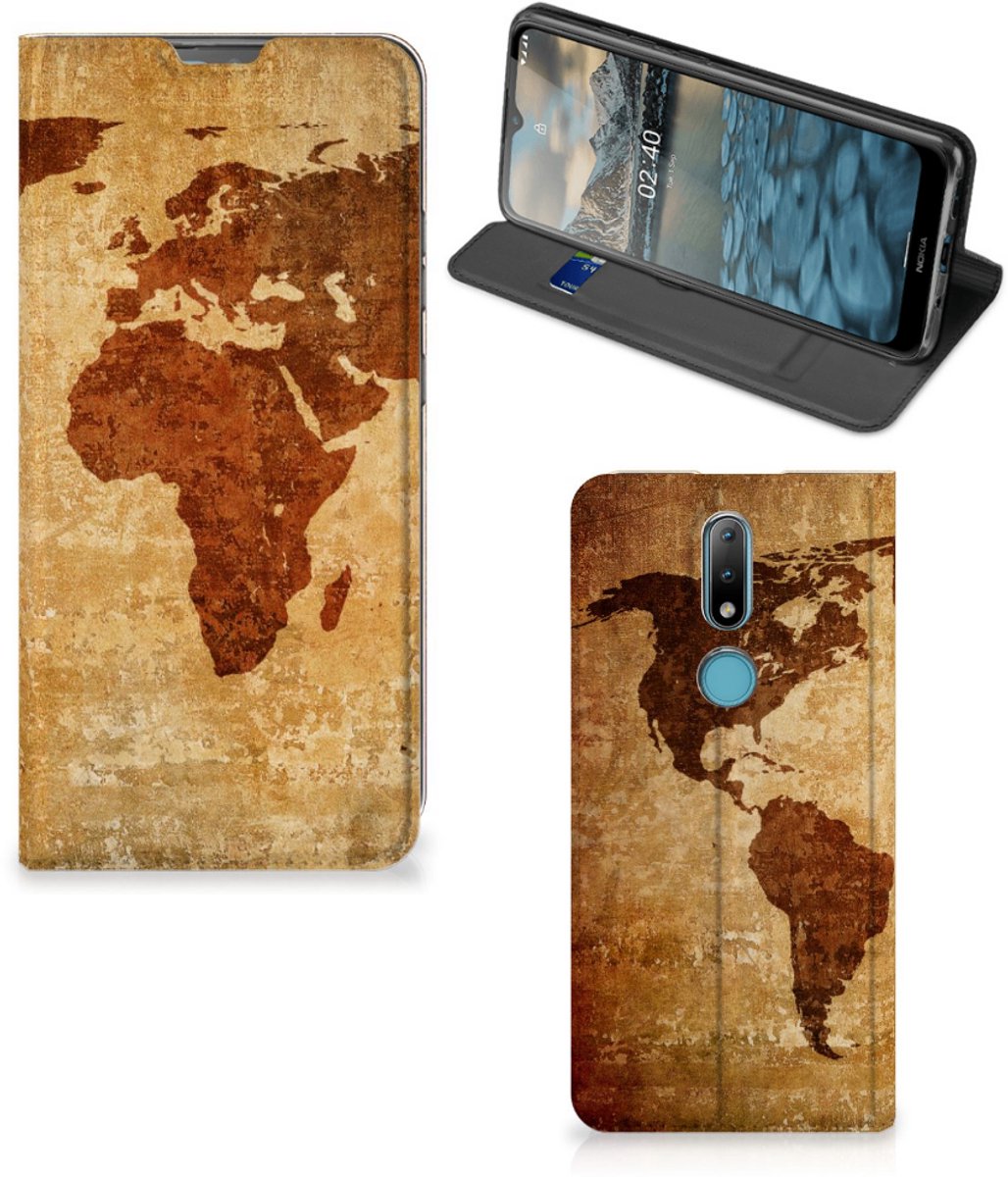 Nokia 2.4 Book Cover Wereldkaart