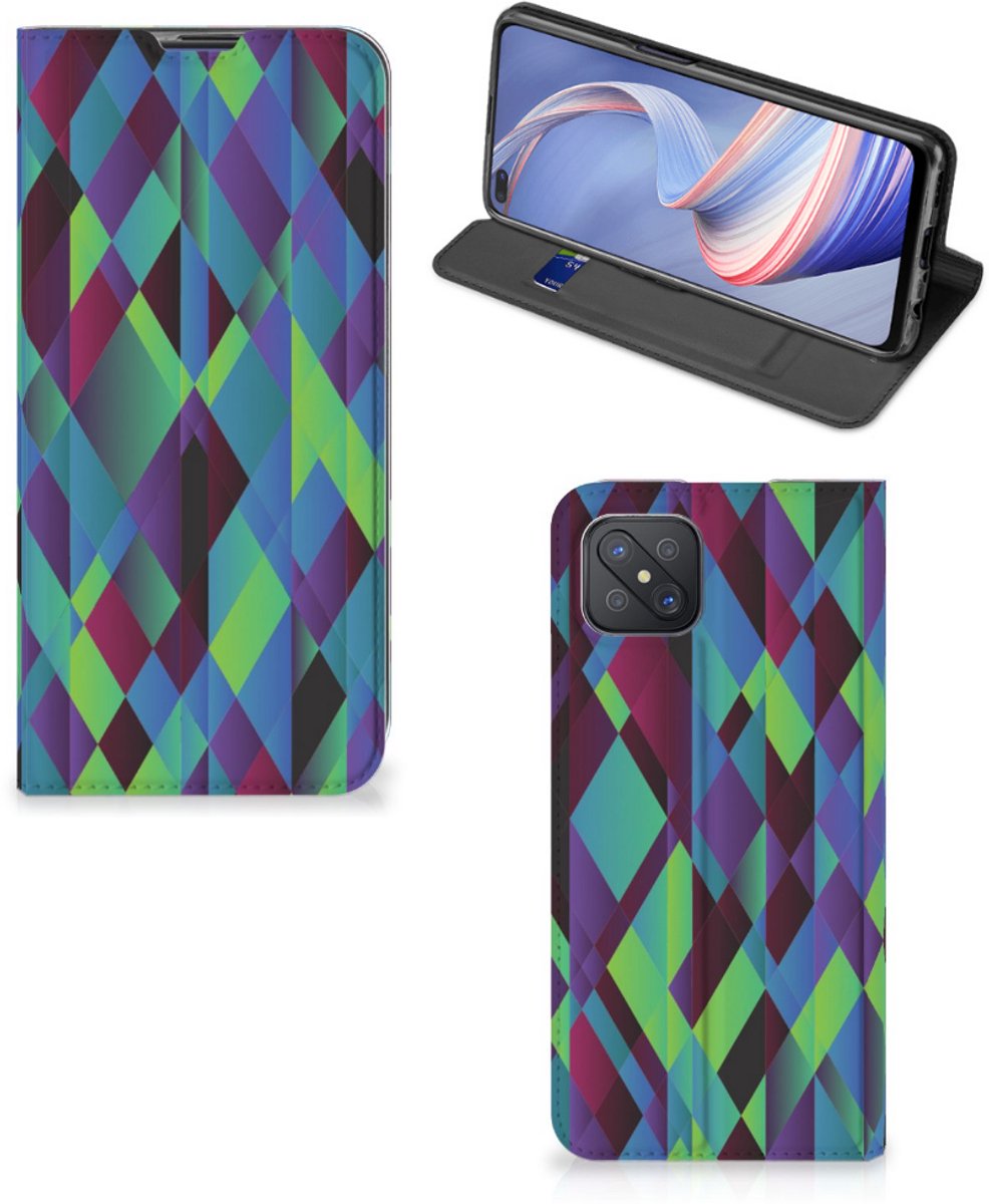 OPPO Reno4 Z 5G Stand Case Abstract Green Blue