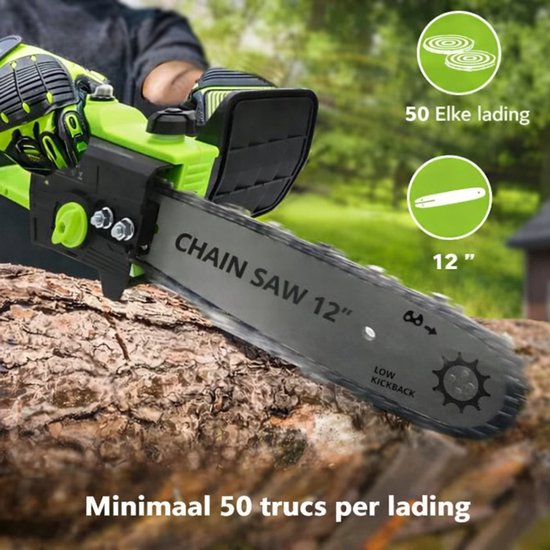 Kettingzaag 30 cm – Brushless Motor - MAGICFOX Draadloze Kettingzaag met Automatische Kettingsmering – Inclusief 2 × 6,0 Ah Accu's, 2 Kettingen en Opbergkoffer — afbeelding 5