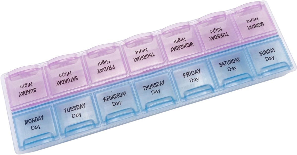 Knaak Medicijnendoosje - 7 Dagen Pillendoos met 14 Vakken - Roze - Compacte Opbergbox - 1 Stuk