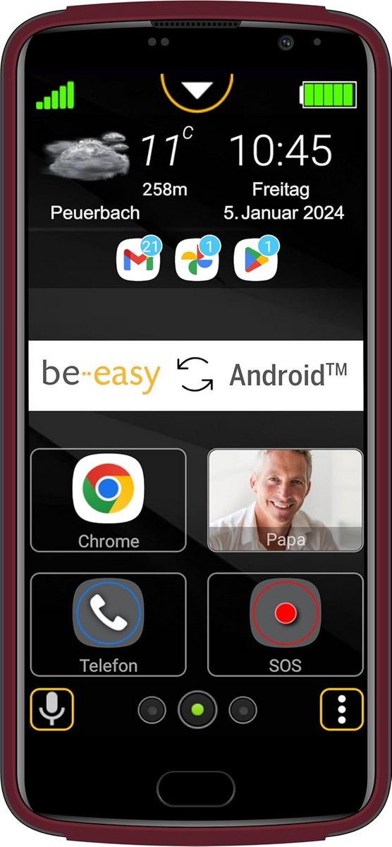 Smartphone 5.5 inch Android 11 met 4G en SOS-systeem