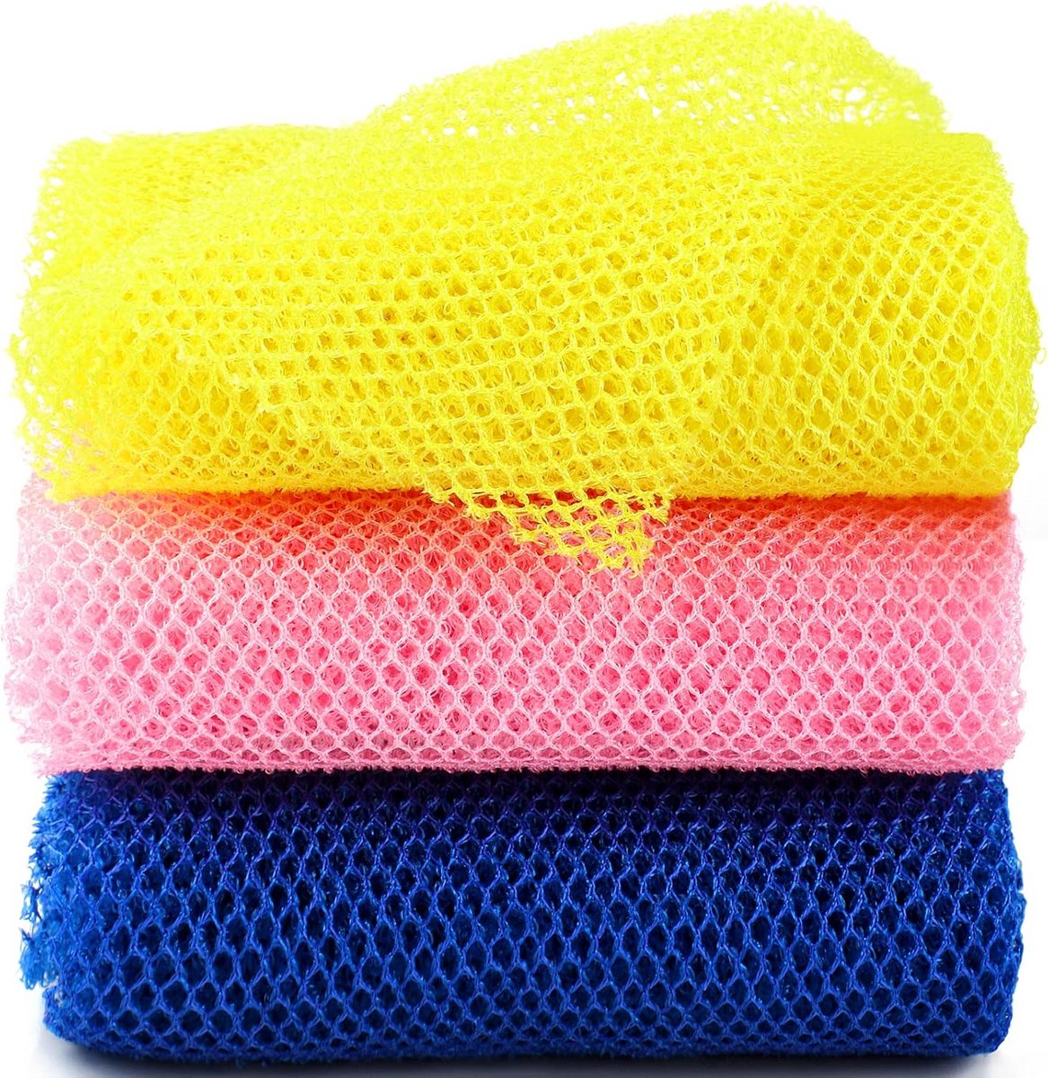 Exfoliërende douche lichaam scrubber - 3 stuks lange netspons voor een gladde huid