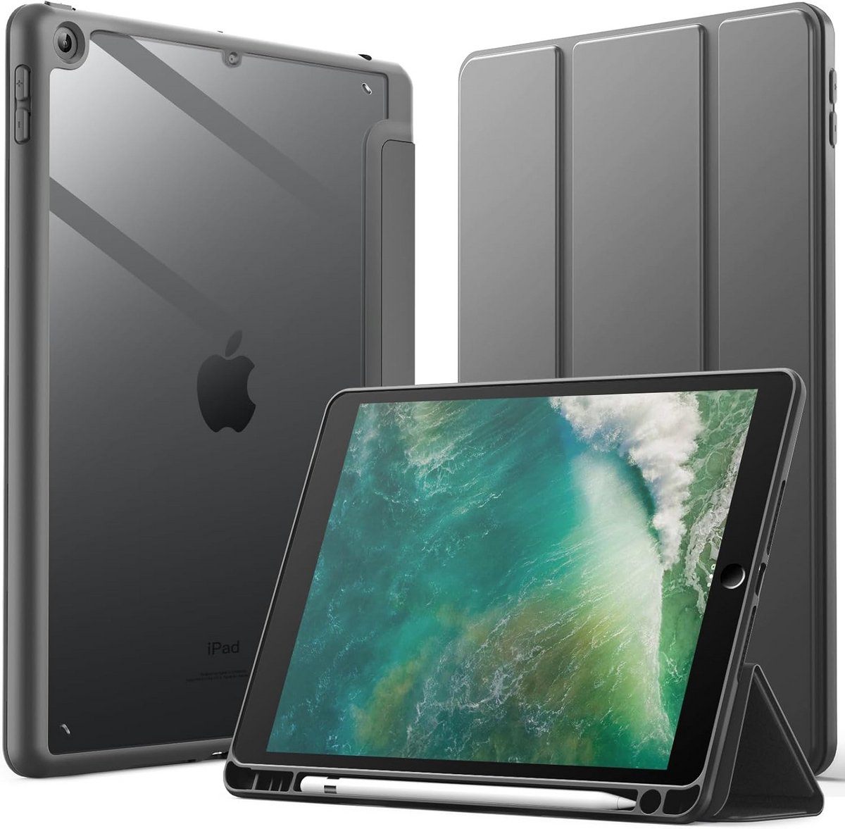 Transparante Hoes voor iPad 9.7 inch (2018/2017) met Potloodhouder en Standaard