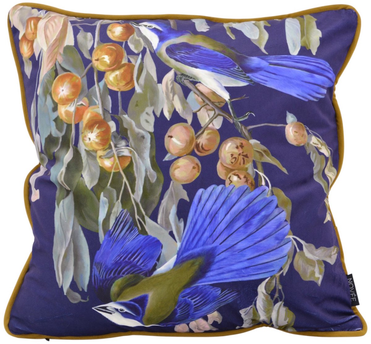 NOVÉE Midnight Birds Kussenhoes | 45 x 45 cm | Velvet/Polyester donkerblauw