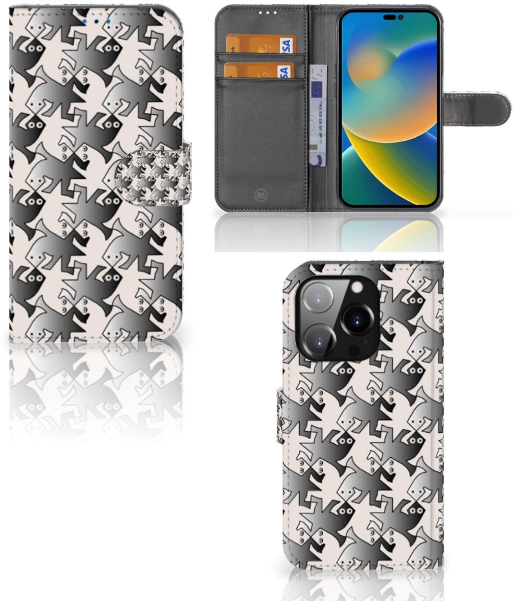 iPhone 14 Pro Telefoonhoesje met Pasjes Salamander Grey