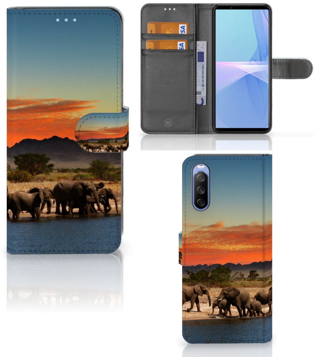 Sony Xperia 10 III Telefoonhoesje met Pasjes Olifanten