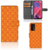PU Premium Housse pour OPPO A54 5G | A74 5G | A93 5G Portefeuille Batik Orange