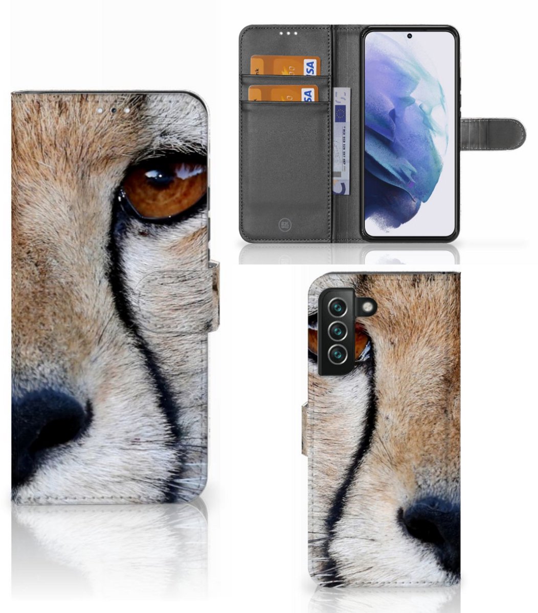 Boekhoesje voor Samsung Galaxy S22 Plus Telefoonhoesje met Pasjes Cheetah