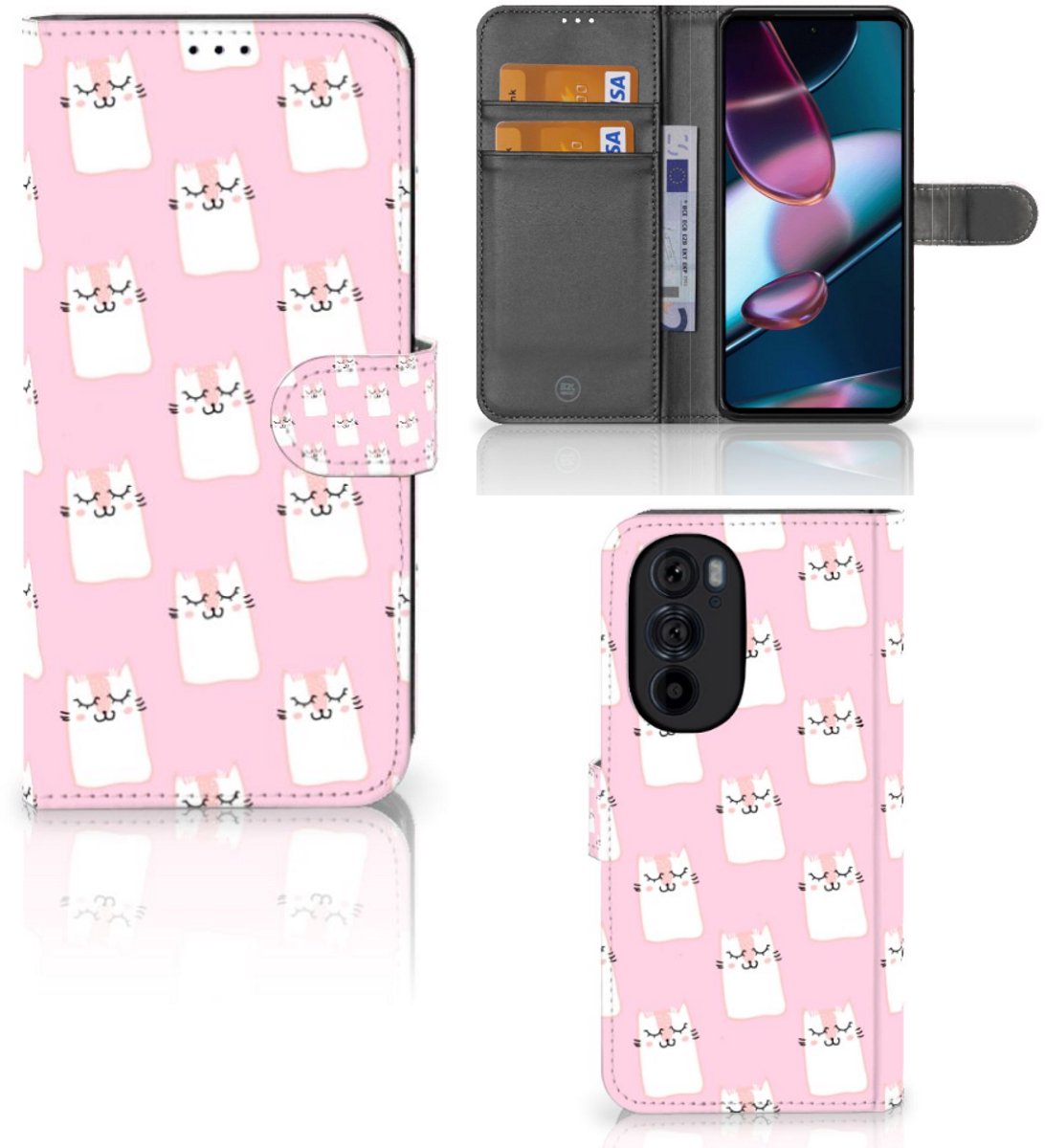 Book Case voor Motorola Edge 30 Pro Telefoonhoesje met Pasjes Sleeping Cats