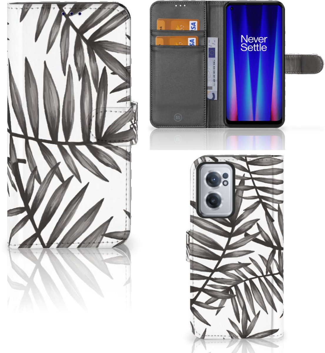 OnePlus Nord CE 2 Hoesje Leaves Grey