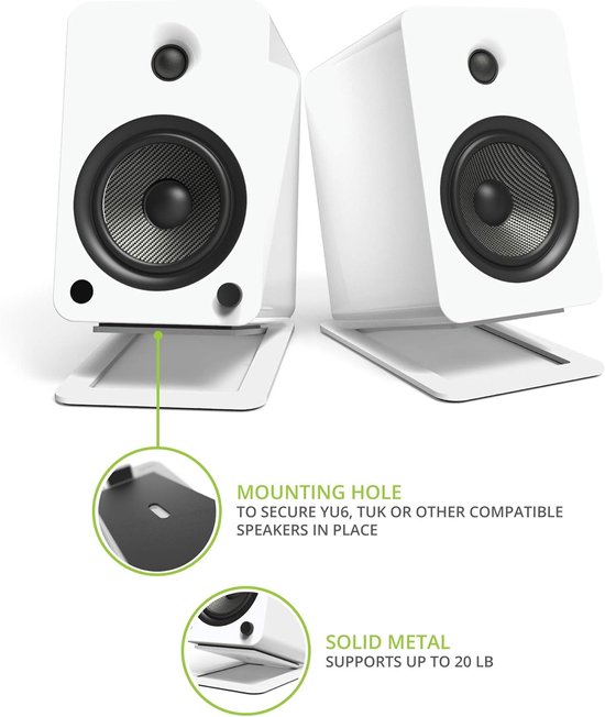 Desktop Speaker Stands for Large Speakers - 2 Pack (White) - Kanto S6W speaker stands for table monitor van Kanto — afbeelding 4