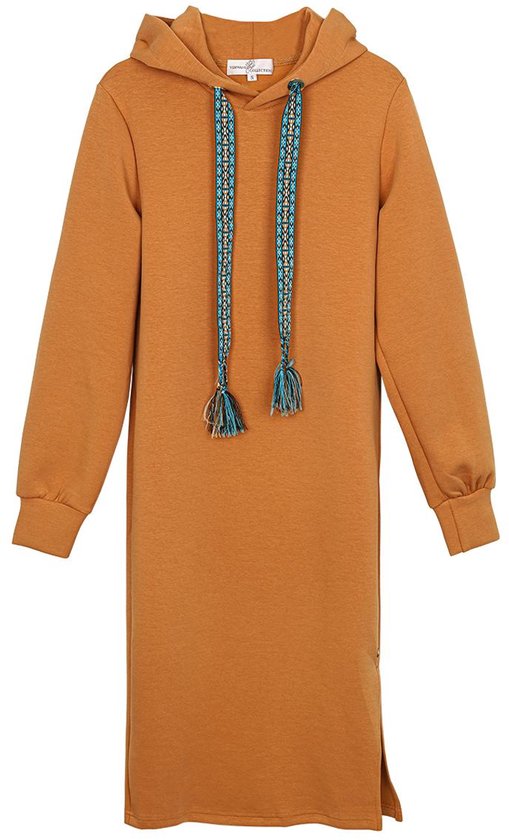 YUTILA gebreide damesjurk met lange mouwen, pulloverjurk, herfst en winter, vrijetijdsjurk, bruin, M