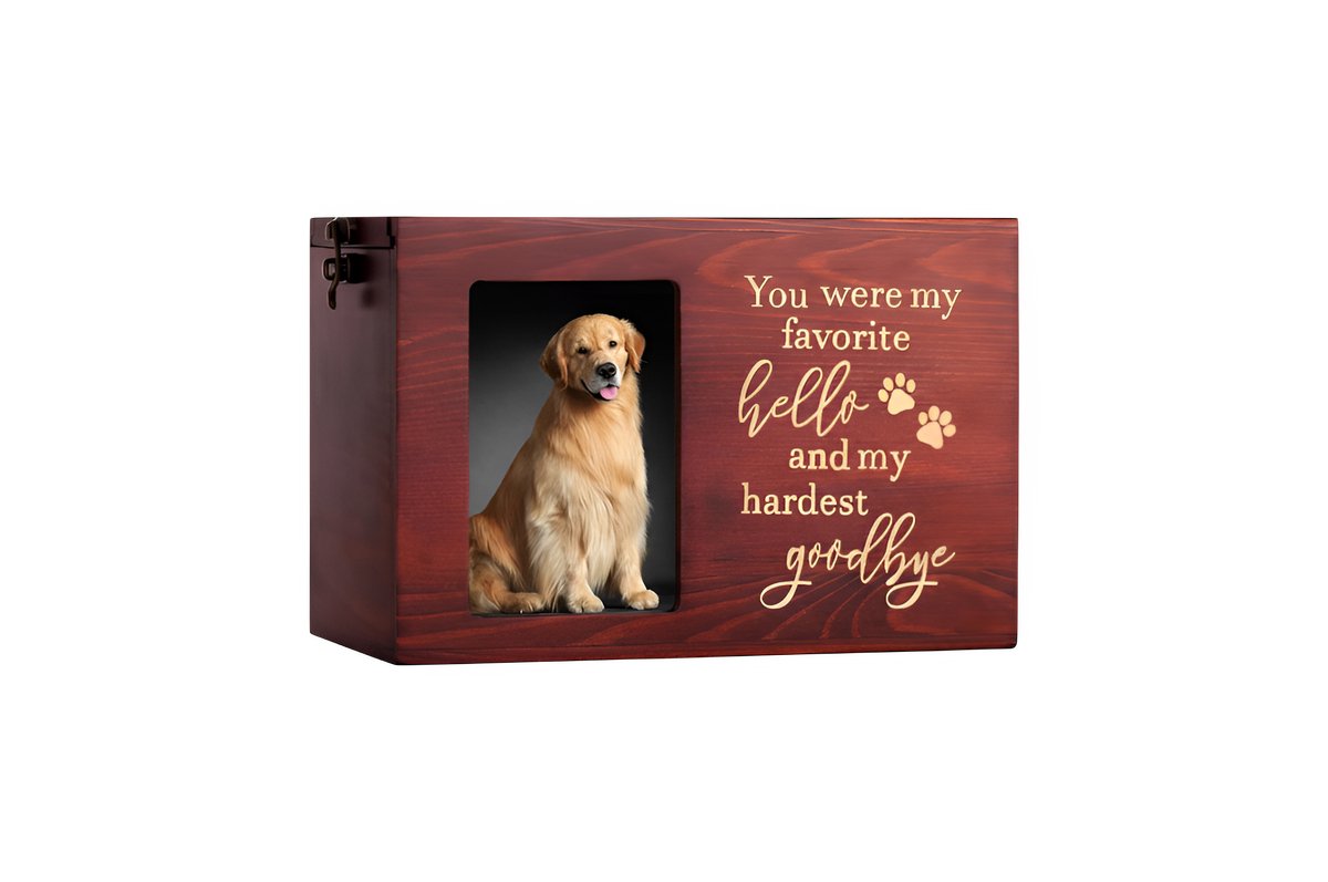 Artic Ebonwood Urn – Bruin – 700ML – Huisdieren Urn – Gelakt Hout – Met Fotolijstje – Urn voor Huisdier – Urn Hond – Urn Kat – Urn Konijn – Urn Paard – Dierlijk As – Liefdevolle Tekst