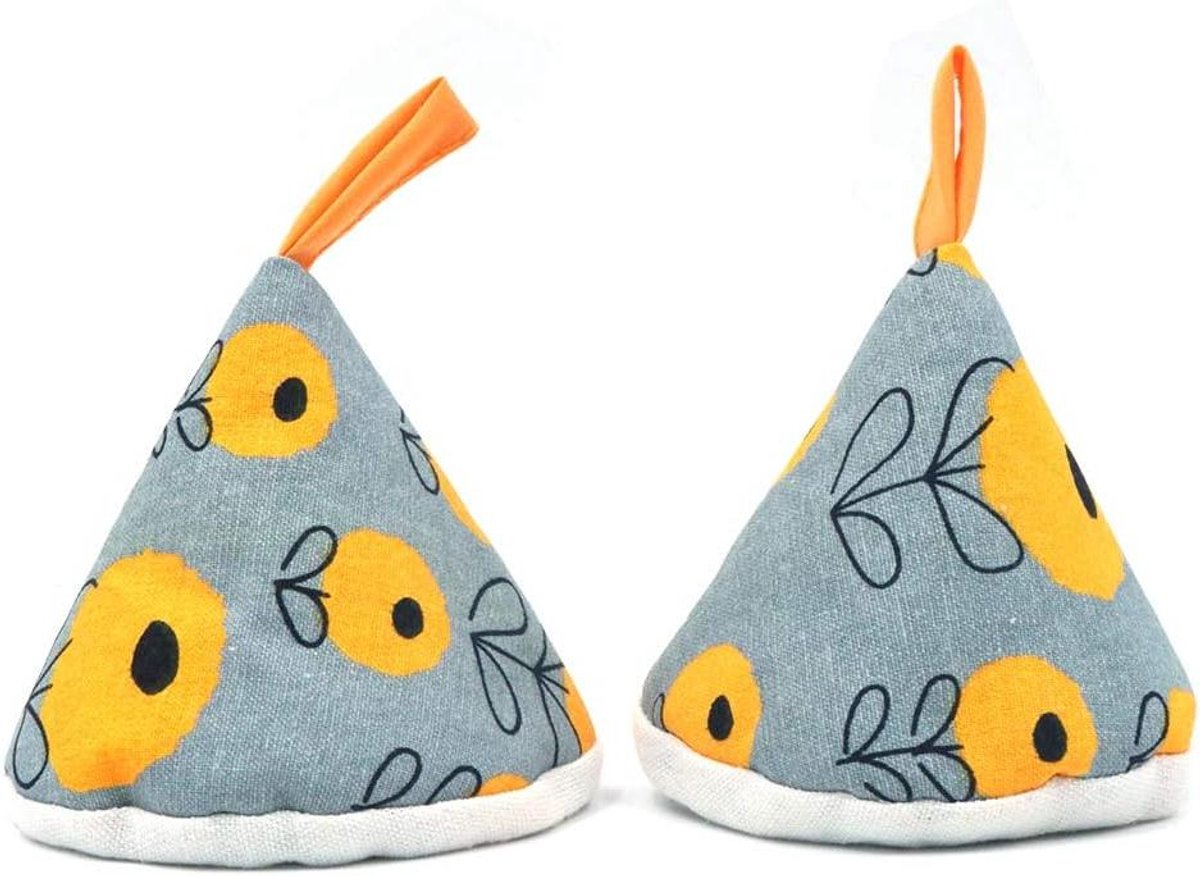 Handige ovenhandschoenen voor anti-brandwonden - katoenen handschoenen - gele bloemmotief