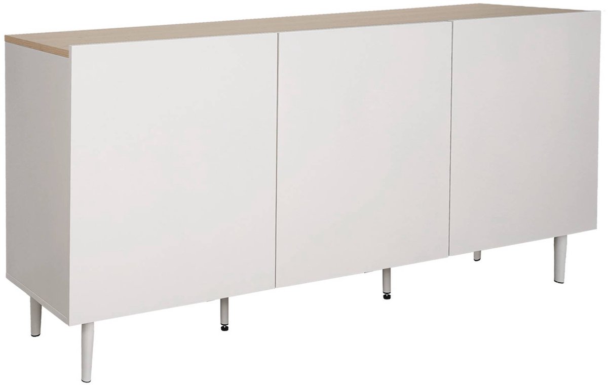 sweeek Dressoir metaal en houtdecor met 3 deuren 150cm - ashton beige