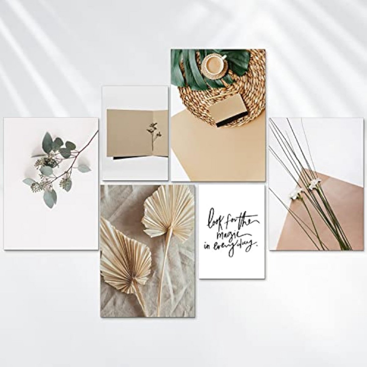 Set van 6 Minimalistische Muurdecoratie Prints (4x A3 + 2x A4) - Moderne Kunst voor Woonkamer en Kantoor