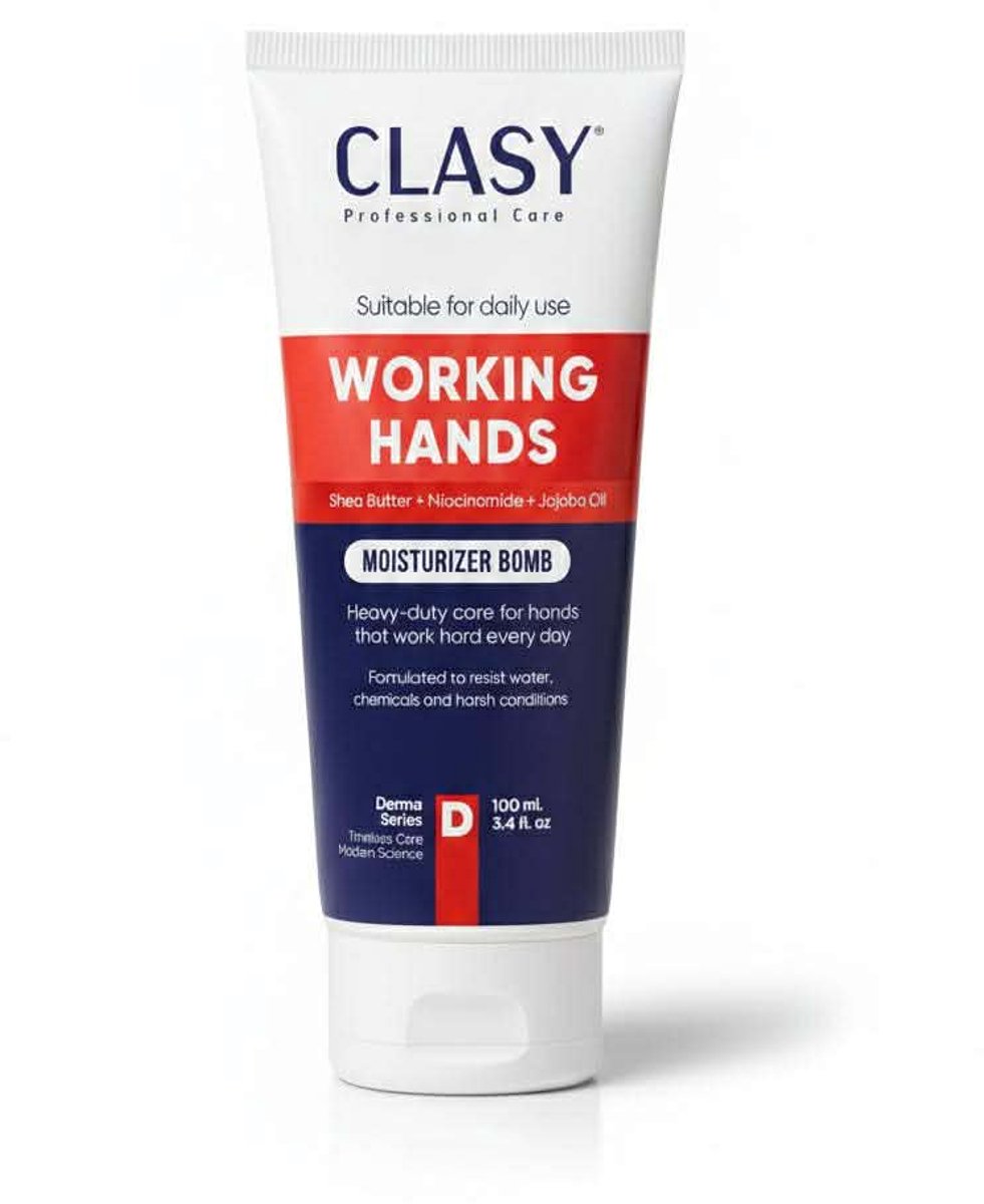Clasy Care Professionele Working Hands Handcrème voor Werkende Handen - Intensieve Hydratatie - Snelle Opname & Verzorging - met Shea & Niacinamide - 100 ml