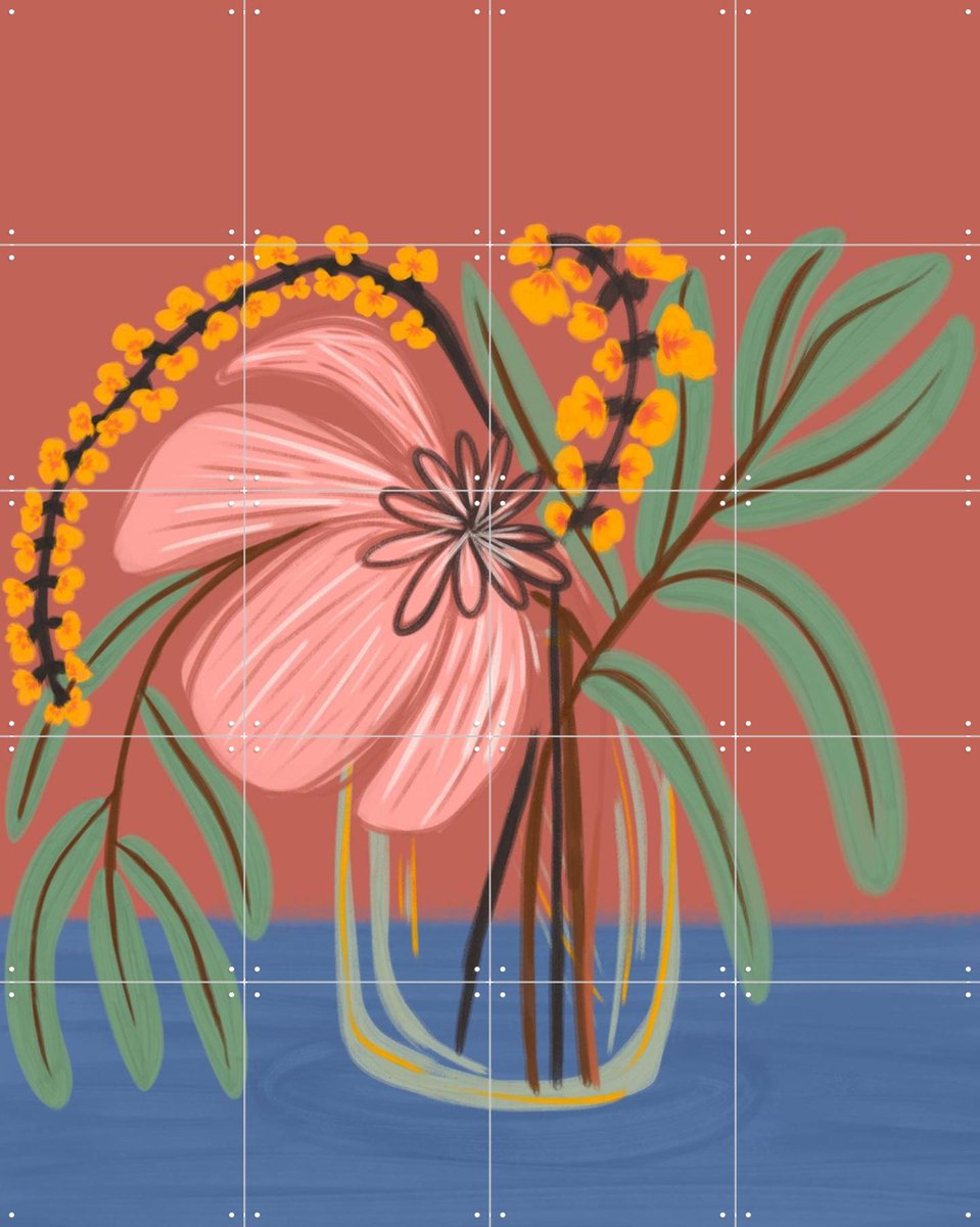 IXXI Earthen Blossom, Nikita Jariwala & Various - 80 x 100 cm - Gratis ophangtool - Grote wanddecoratie en posters - Grafisch Ontwerp, Kleurrijk