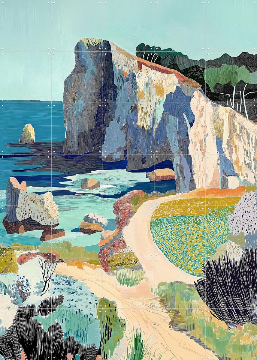 IXXI Cliffs of Majesty, Artclaud - 100 x 140 cm - Gratis ophangtool - Grote wanddecoratie en posters - Illustraties, Fantasierijk, Kleurrijk