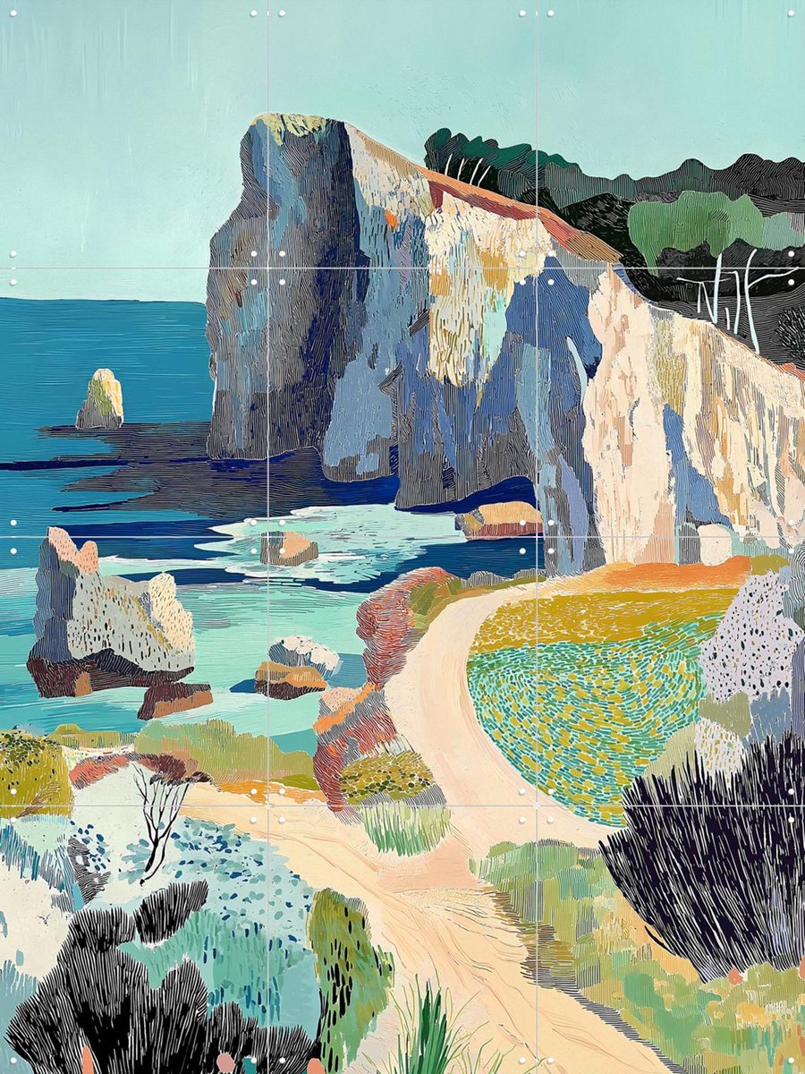 IXXI Cliffs of Majesty, Artclaud - 60 x 80 cm - Gratis ophangtool - Grote wanddecoratie en posters - Illustraties, Fantasierijk, Kleurrijk