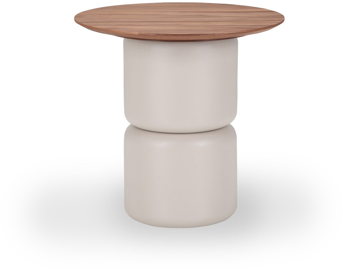 Icon Living - Bijzettafel Sarah 006 Rond 55x53 Walnoot Poot Off White