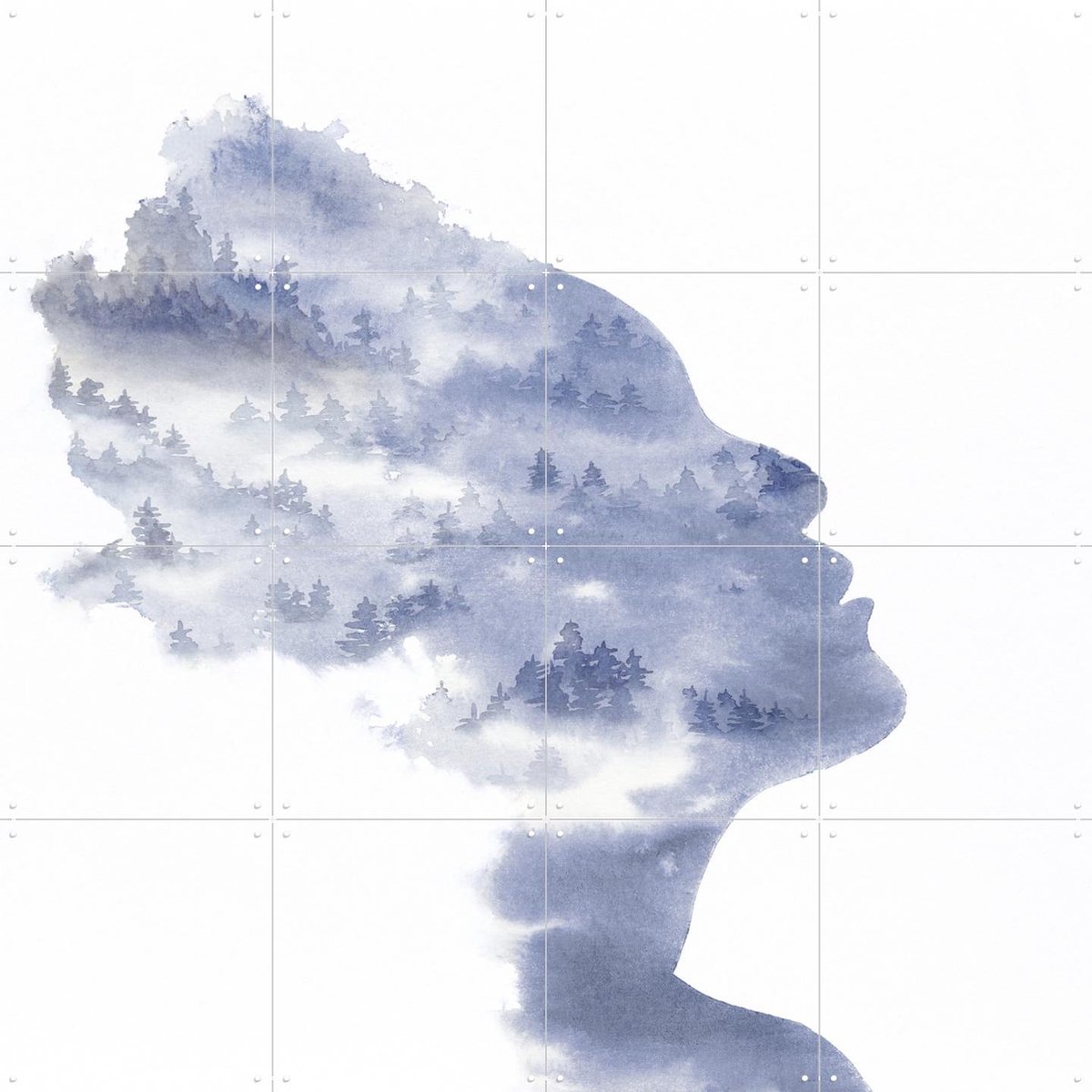 IXXI Let it Go, Natalie Bruns - 80 x 80 cm - Gratis ophangtool - Grote wanddecoratie en posters - Abstract, Aquarel, Minimalisme, Slaapkamer