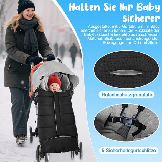 Waterdichte Winter voetenzak voor Kinderwagen en Buggy - Warm en Universeel — afbeelding 2