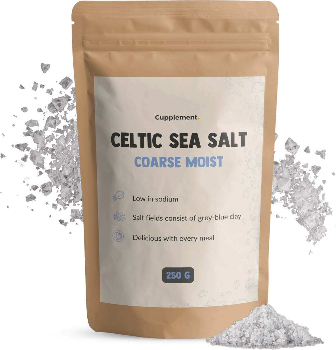 Cupplement Keltisch Zeezout 250 gram - zeezout grof - niet keltisch zeezout fijn - Keltisch zout - Grof Celtic Sea Salt Guérande