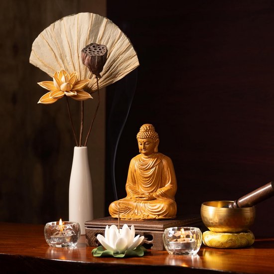 Houten Boeddhabeeld voor Zen Interieur en Meditatie - Vredige Decoratie voor Thuis van houten — afbeelding 5