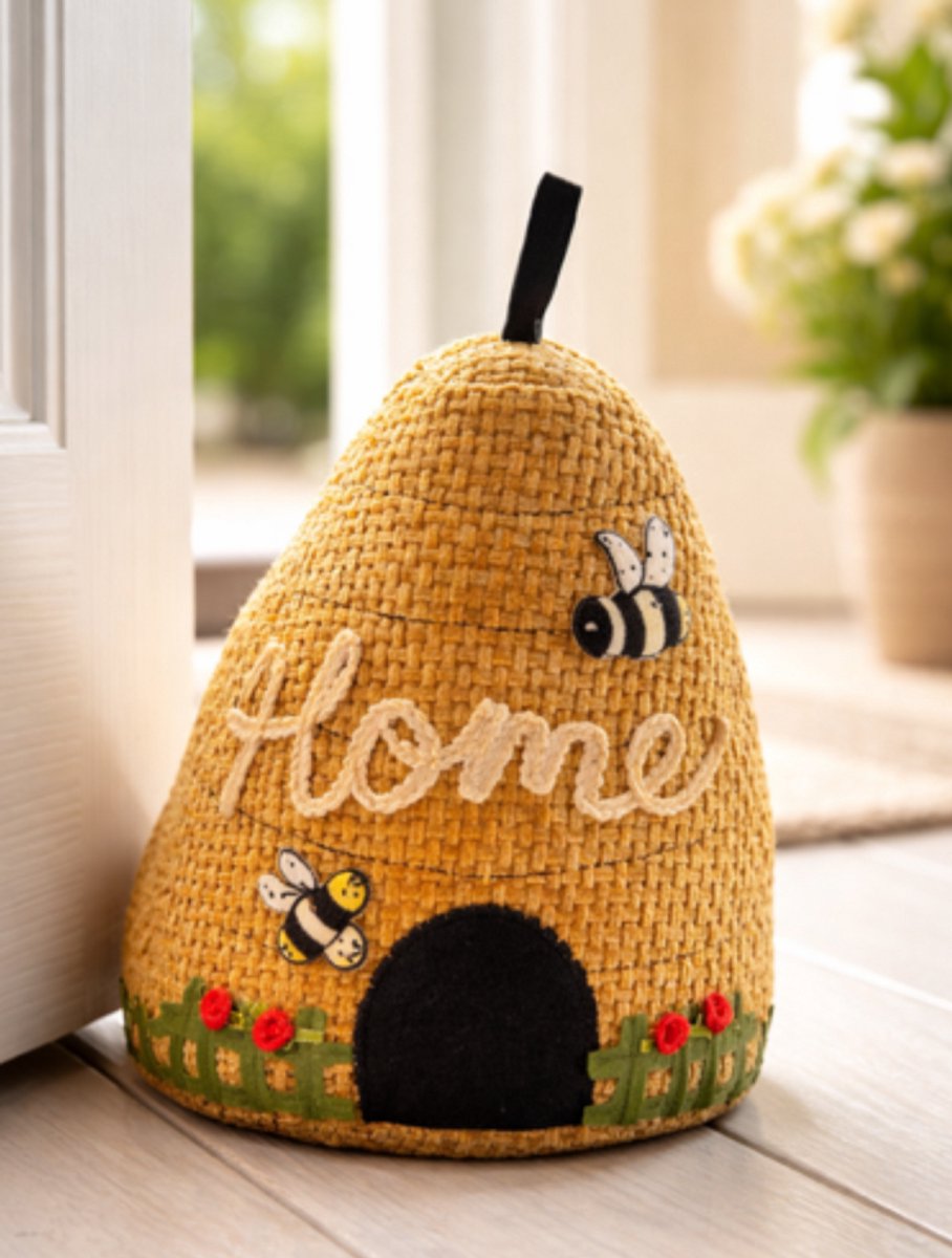Gilde Handwerk - Bijenkorf - Home - Deurstopper - Geel - 18 x 20 x 26 cm