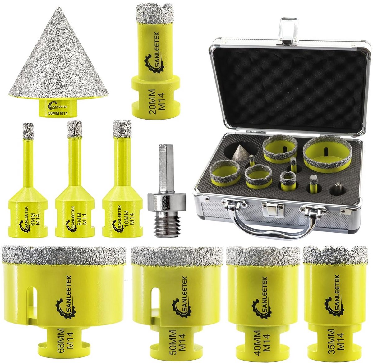 10-delige Diamond Tegelboor Set (Maten 6-68mm) incl. Fazenboor en Adapter