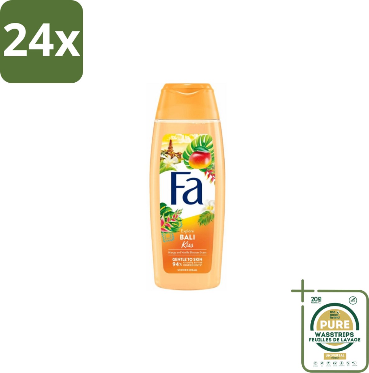 Fa – Douchegel – Bali Kiss – 250 ml - Voordeelverpakking - 24 stuks - Mango - Vanillebloesem