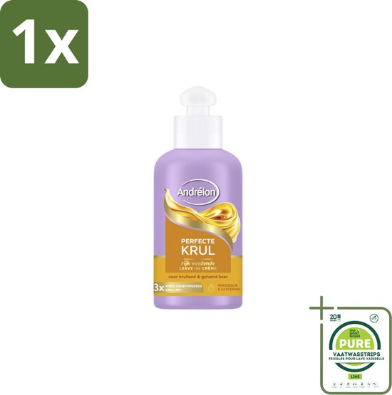 1 x Andrélon – Leave-In Crème – Perfecte Krul – 200 ml - Krullen Verzorgen - Krullen Definiëren - Krullen Voeden - Krullen Hyderaten - Krullen Pluis Verminderen
