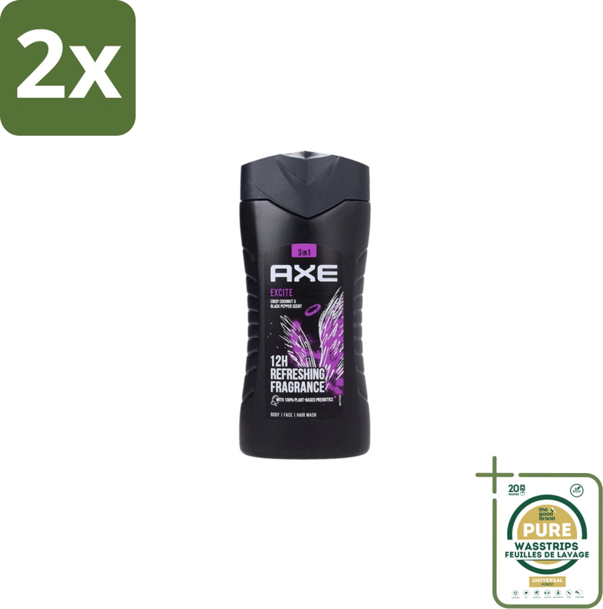 Axe – Douchegel – Excite - 250 ml - Voordeelverpakking - 2 stuks - Kokosnoot - Mannelijke geur