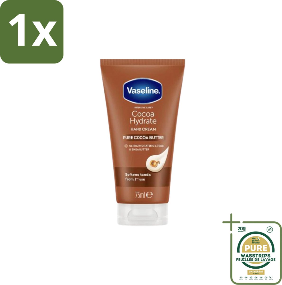1 x Vaseline – Handcrème – Cocoa Butter – 75 ml- Handcrème - Handverzorging - Droge Handen - Hydratatie - Cacaoboter