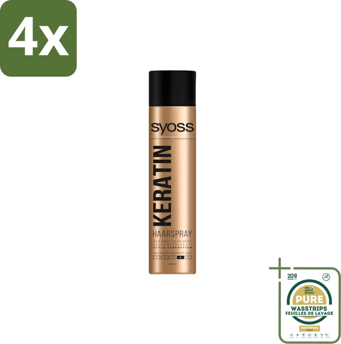 Syoss – Haarspray – Keratin Hold 4 – 400 ml - Voordeelverpakking - 4 stuks - Fixatie - Stylen