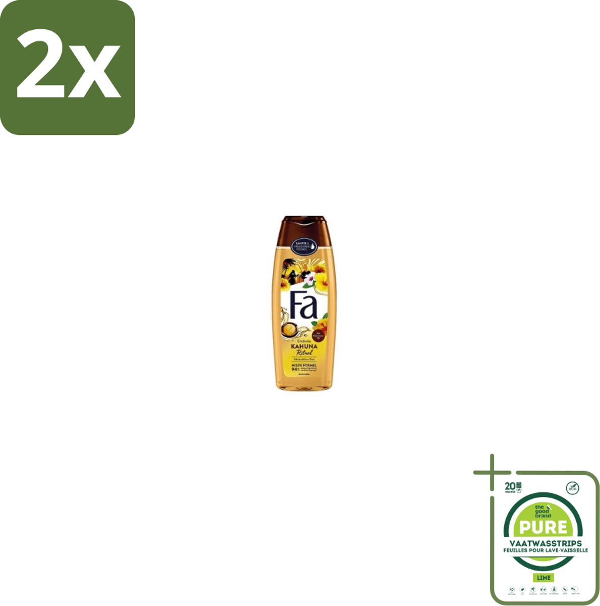 Fa – Douchegel – Kahuna Ritual – 250 ml - Voordeelverpakking - 2 stuks - Douchegel - Kukui olie