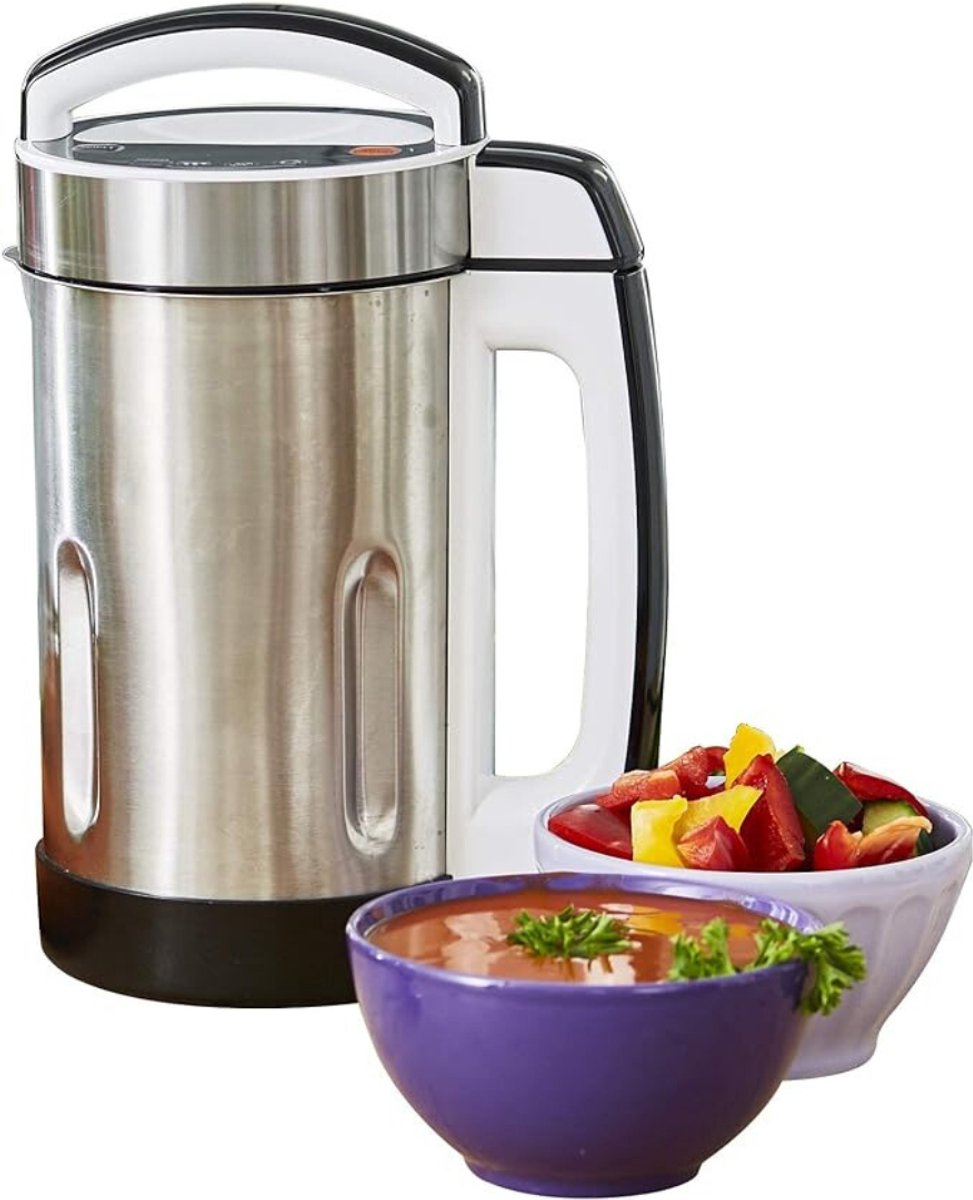 Aura® Soepmaker – Soupmaker Met 4 Programma’s - Soep Maker Met Automatische Geheugenfunctie – Blender Met 1,6 l Roestvrij Stalen Kan - 1150 W - Zilver - 21cm x 18cm x 34cm