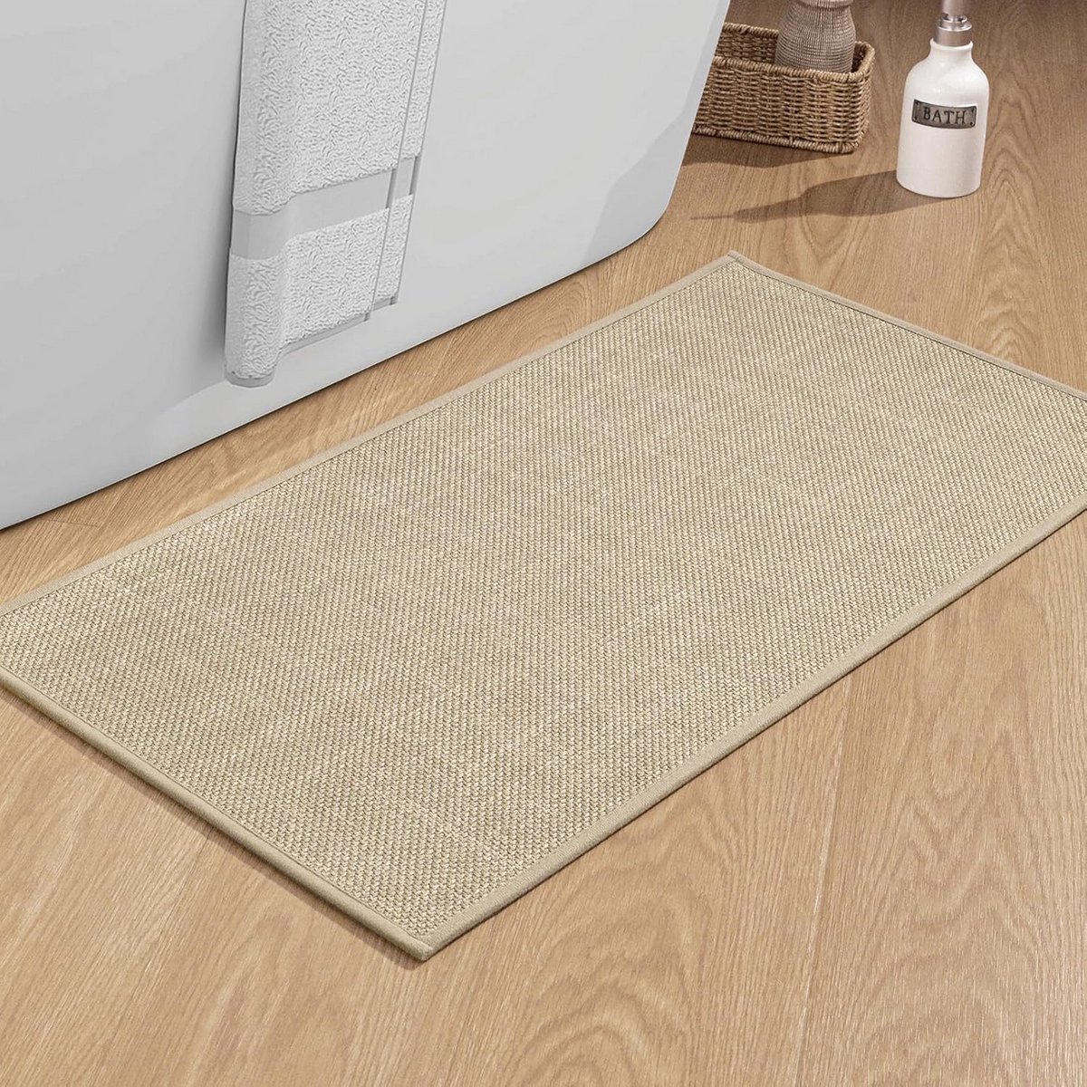 Badmat Antislip - Badkamer Tapijt - Vocht Absorberen - Sneldrogend Ontwerp - 60 x 120 cm - Beige
