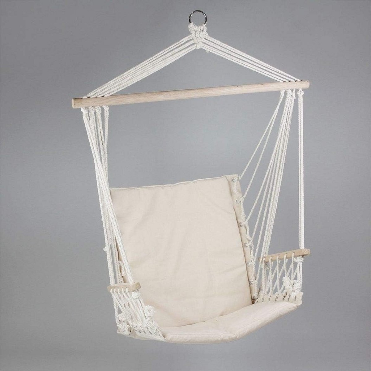 Comfortabele Hangstoel met Kussen voor Binnen en Buiten - Beige 100% Katoen