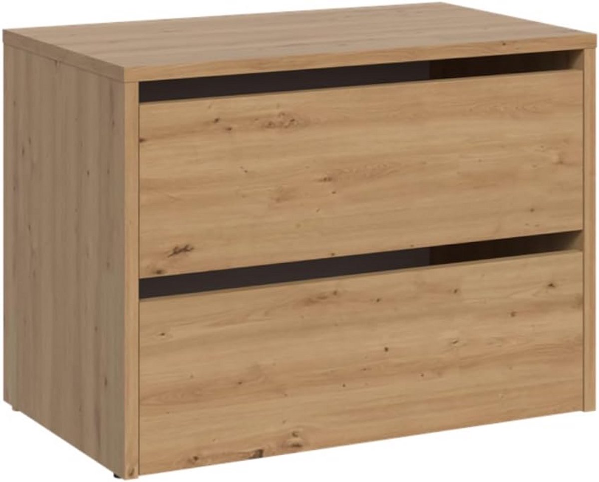 Modulaire schoenenkast Eiken Artisan - Greeploos met Klapvakken - Compacte Schoenenopslag 