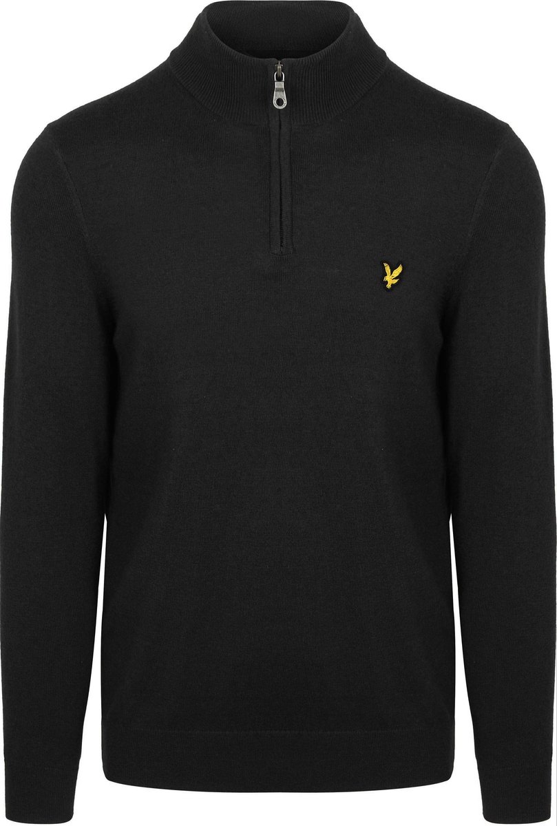 Lyle & Scott Half Zip Pullover Merinowol Zwart - Maat L - Heren - Quarter zip