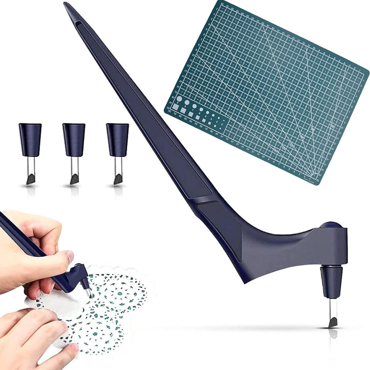 Craft messenset met gyro cutter en precisie roestvrijstalen mes - ambachtelijke gereedschap set met reservemessen en snijmat