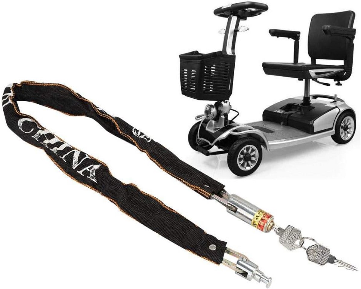 Sterk Kettingslot Fiets Motorfiets Scooter en Rolstoel - Anti-diefstal Beveiliging met 2 Sleutels