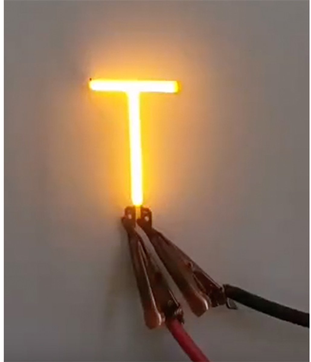 -T- COB LED 3V Filament Letter Geel 3 x 3 cm FPC 2200K 1W Warm-wit