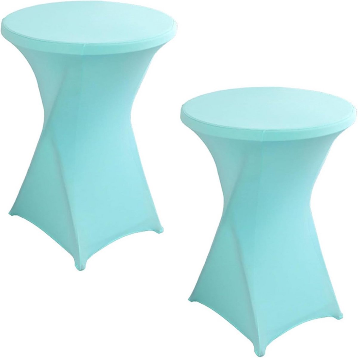 Set van 2 Ronde Cocktail Tafelhoezen Stretch - Kreukvrij en Vlekbestendig Tafelkleed voor Feest en Evenementen (Lichtblauw, Ø80 cm)